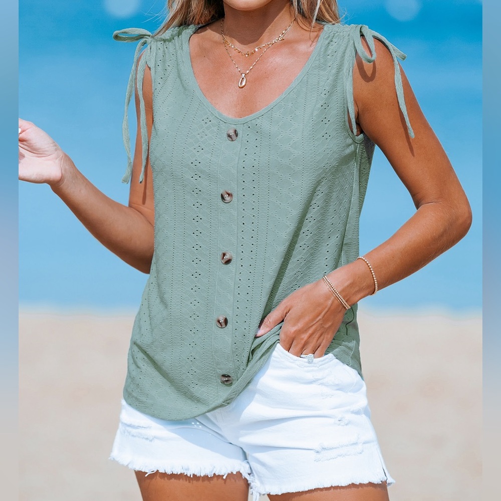 XL Cupshe Mint Eyelet Jersey Tank NWT in Mint